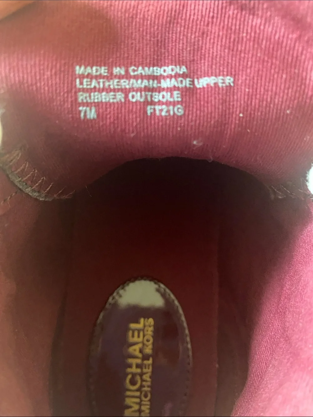 Michael Kors Burgundy, White and Gold High-Top Sneakers - Picture 5 of 5